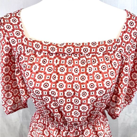 Pink all over print tie back peplum top size XL - Picture 2 of 6